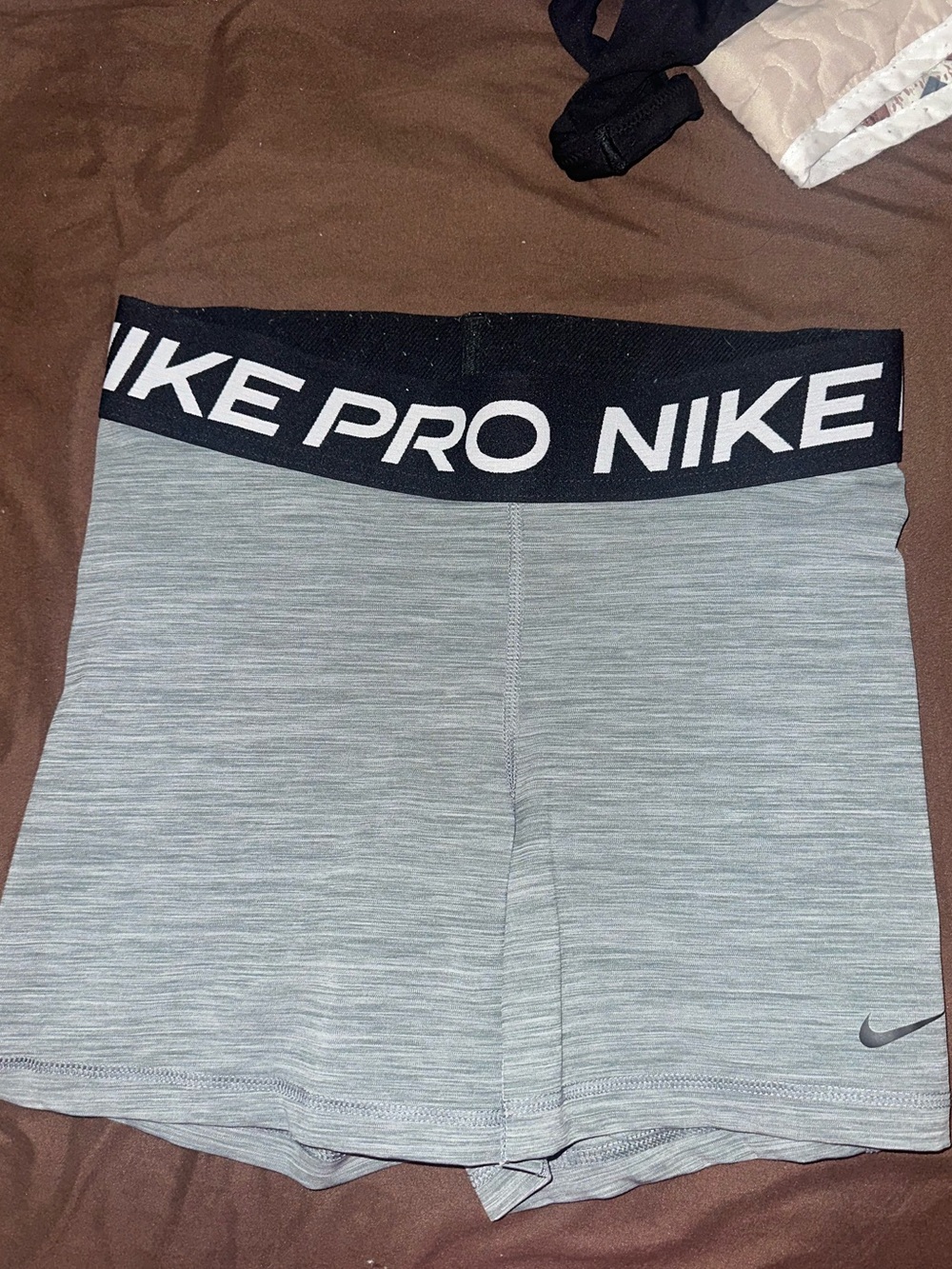 Women's Light Gray Bike Shorts with Nike Pro Waistband